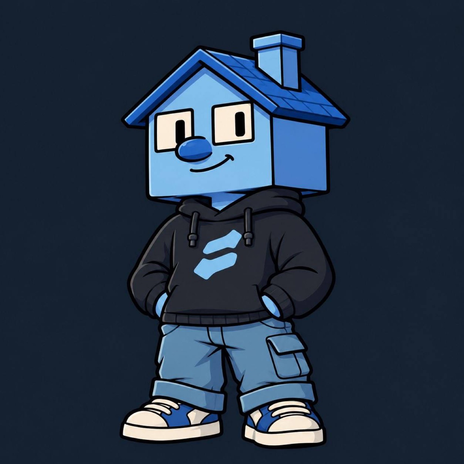 StonkHouse mascot standing in a black hoodie